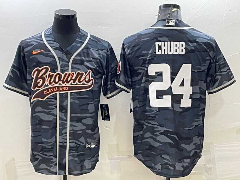 Men's Cleveland Browns #24 Nick Chubb Grey Camo With Patch Cool Base Stitched Baseball Jersey,We sell and wholesale Men's Cleveland Browns #24 Nick Chubb Grey Camo With Patch Cool Base Stitched Baseball Jersey on line form chian!